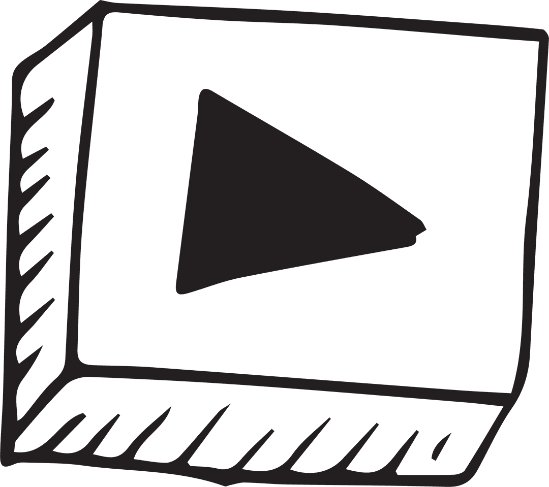 Hand-Drawn Play Button Icon on Transparent Background