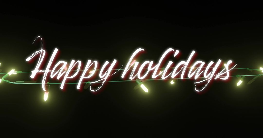 Festive Happy Holidays Text with Illuminating String Lights