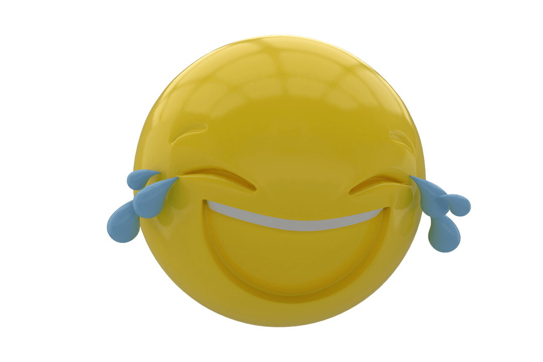 3D Laughing Smiley with Teardrops Isolated Transparent Background