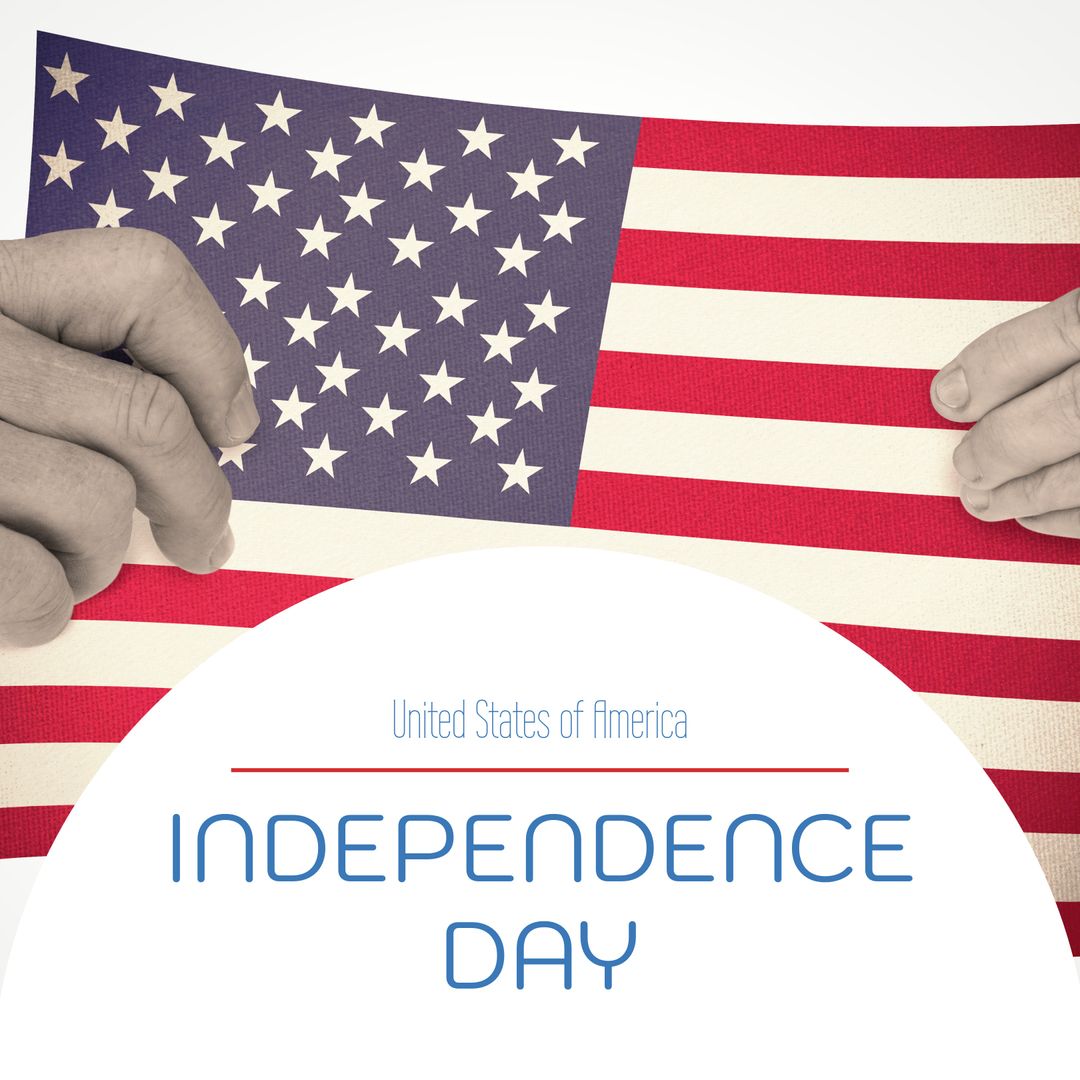 Patriotic Hands Holding USA Flag Celebrating Independence Day