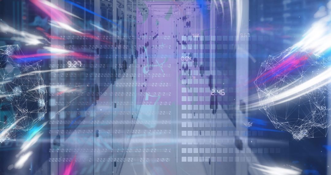Abstract Digital Network and Data Connections with Server Backdrop