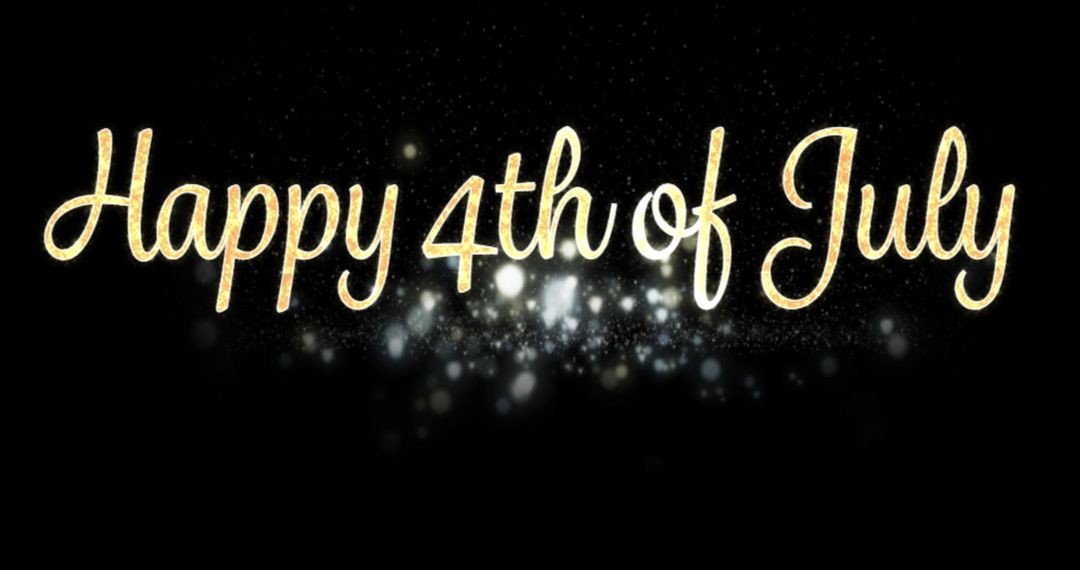 Illuminated Happy 4th of July Cursive Greeting on Black Background
