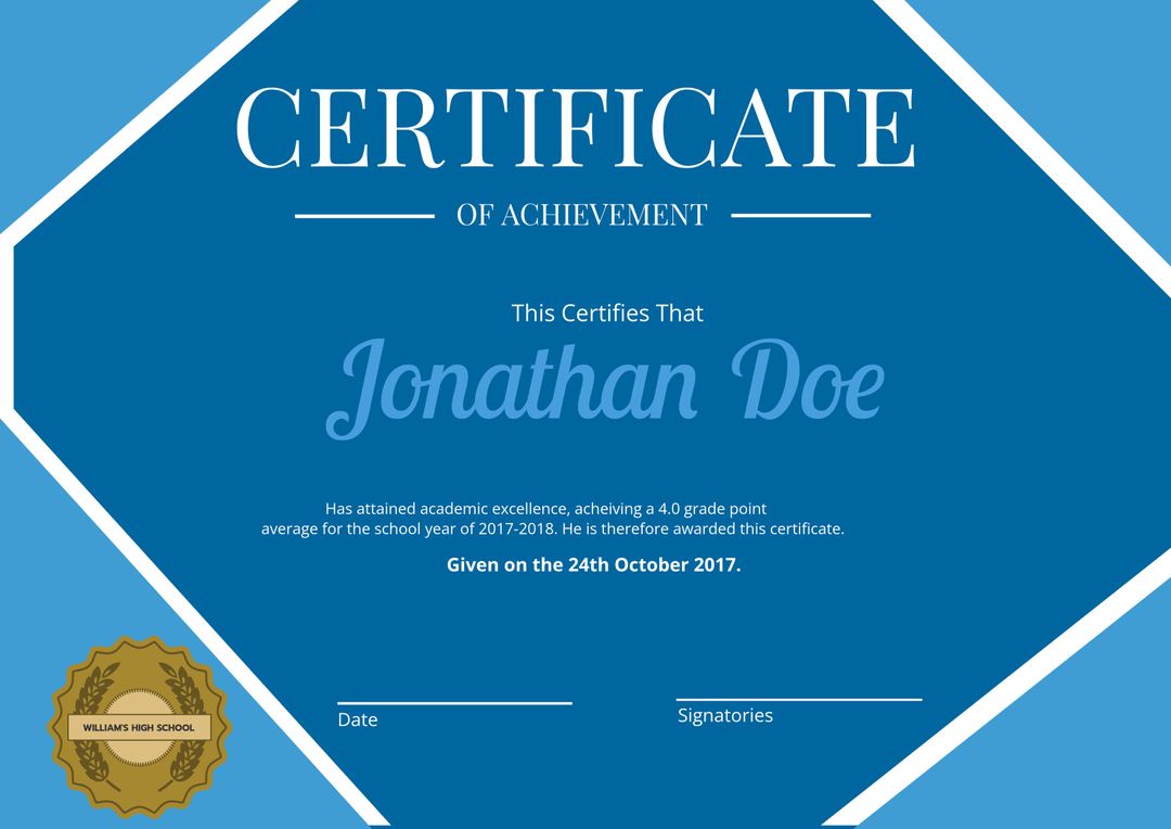 Classic Academic Achievement Certificate Template Design