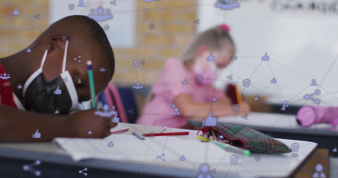 Schoolchildren Engaging in Learning with Digital Network Visuals