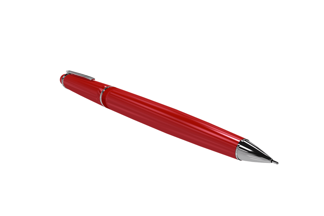 Red Fountain Pen on Transparent Background for Writing Design