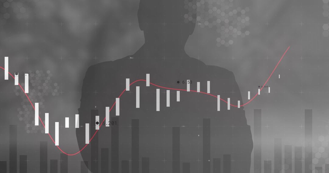 Silhouette with Data Processing Display for Global Business Concept