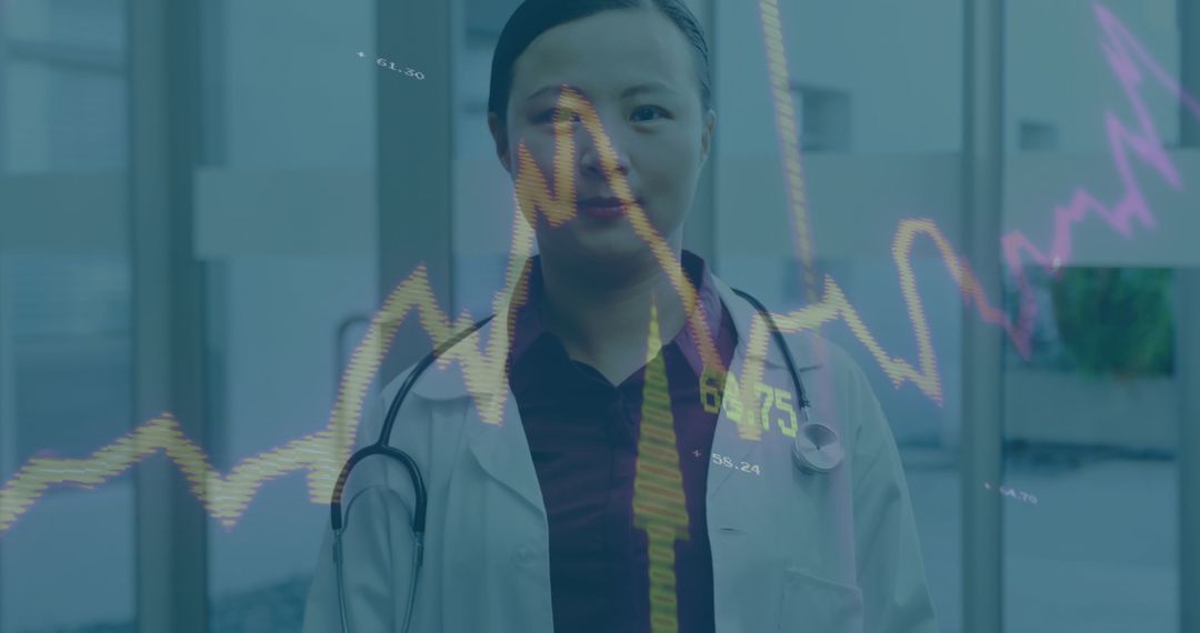 Doctor Analyzing Data Visualization in Modern Healthcare Facility