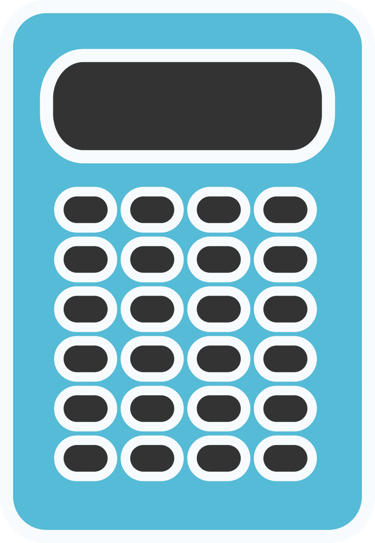 Blue Calculator Icon on Transparent Background for Math Concept
