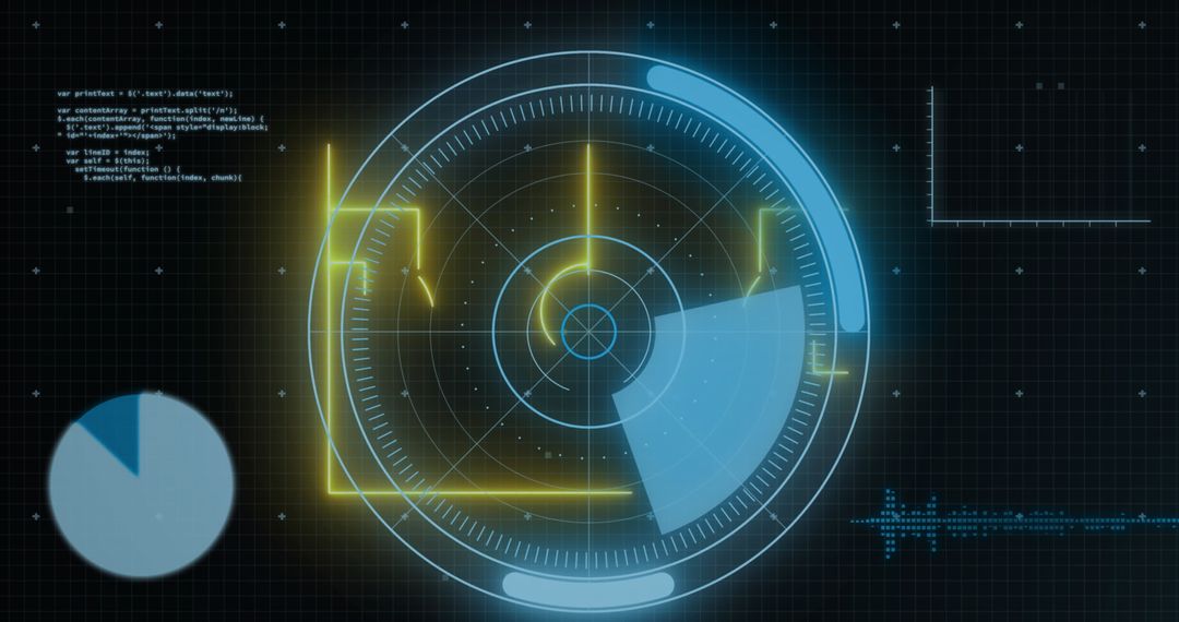 Futuristic Digital Interface with Graph and Security Elements