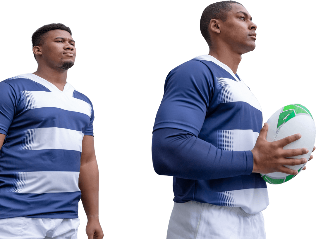 Dual Rugby Players With Ball on Transparent Background