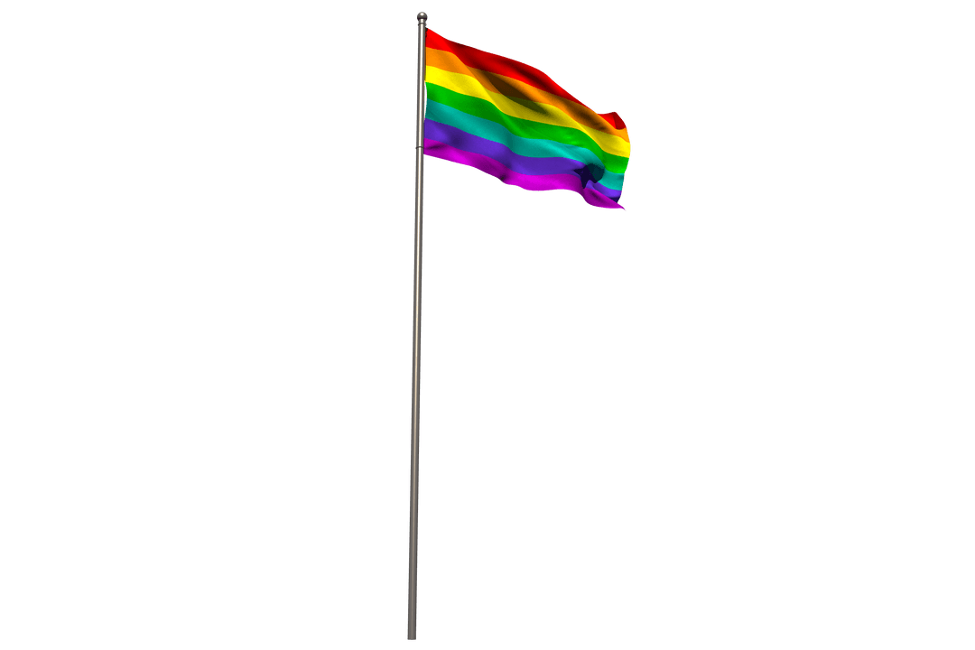 Pride Rainbow Flag on Transparent Background Illustrating Diversity