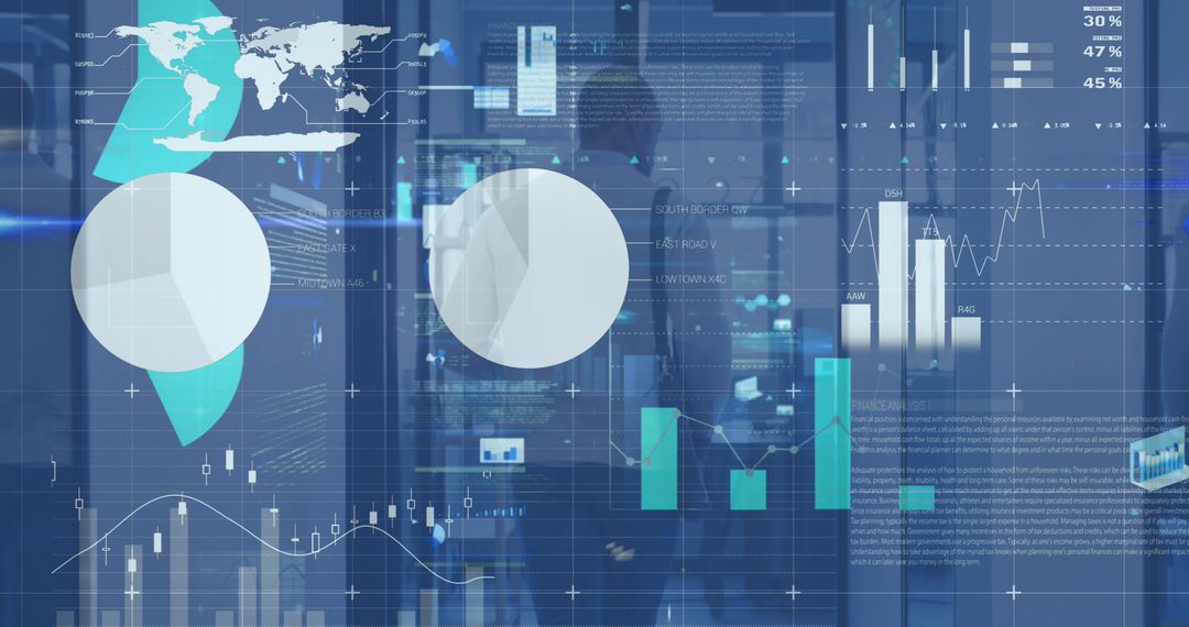 Digital Interface with Statistical Data over Businessman