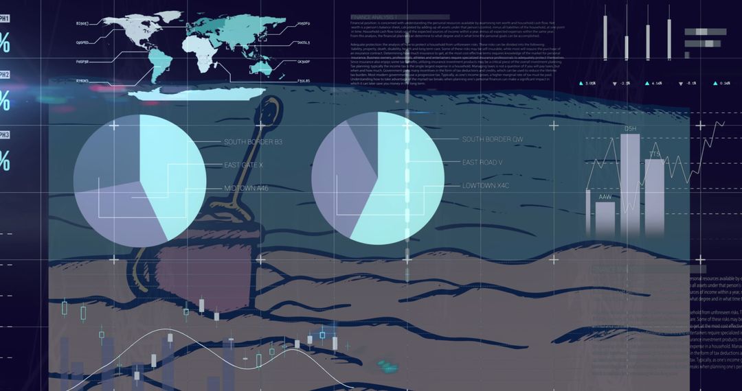 Beach Toy Hologram Interface with Database and Analytics Icons