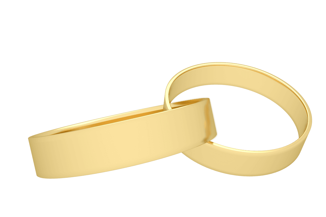 Transparent Overlapping Gold Wedding Rings Close-Up