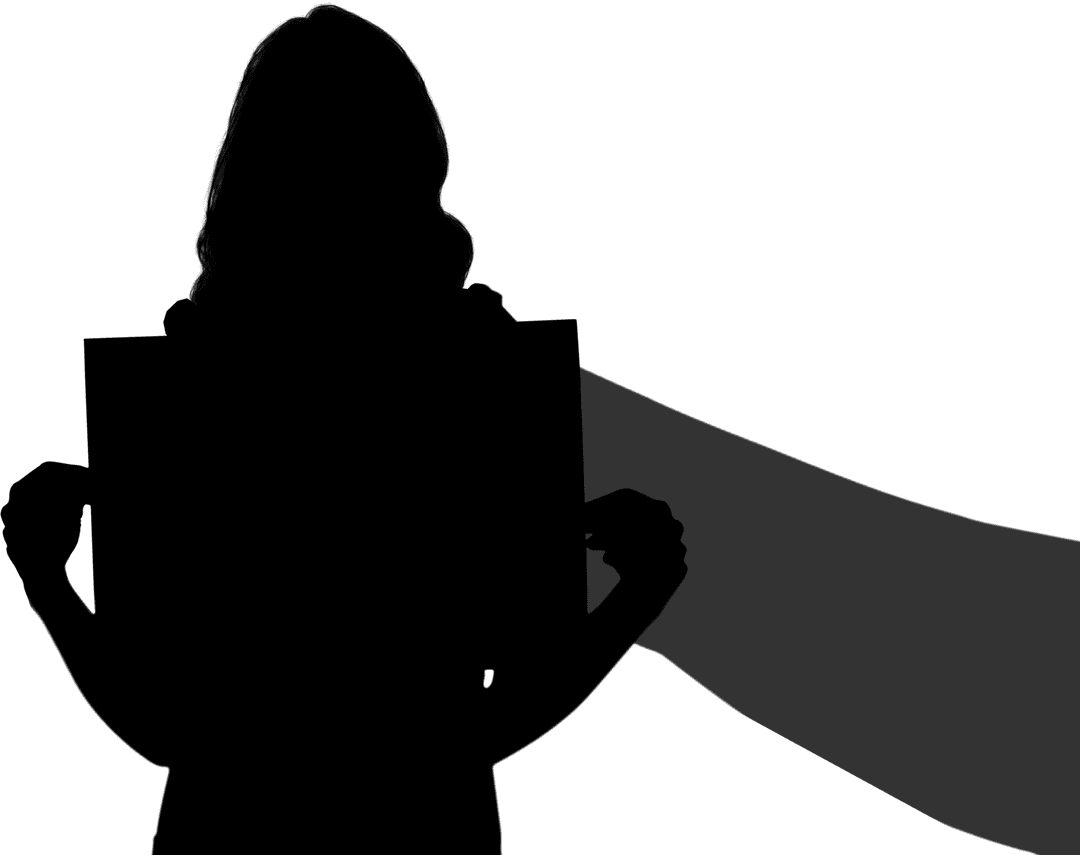 Silhouette of Businesswoman with Sheet on Transparent Background