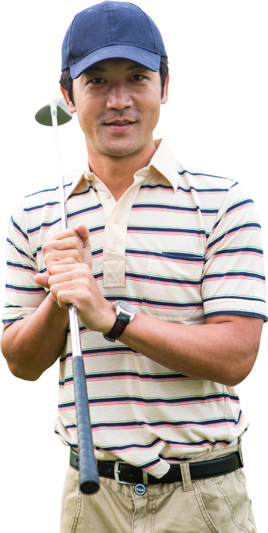 Transparent Photo of Asian Male Golf Player Holding Golf Club Outdoors - Download Free Stock Images Pikwizard.com