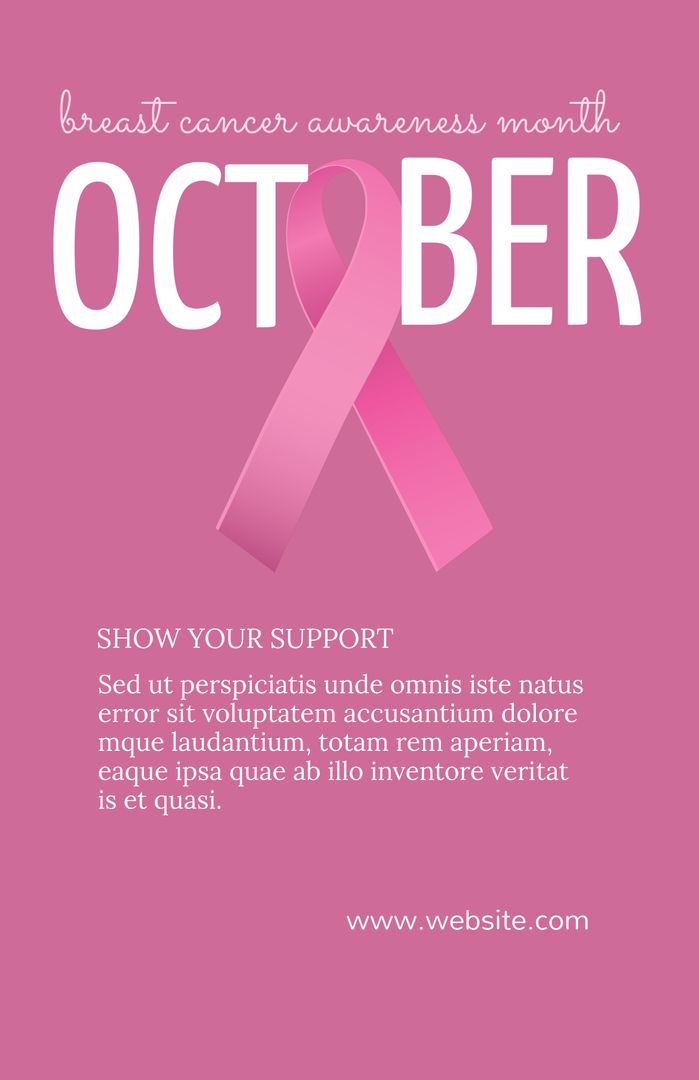 October Breast Cancer Awareness Month Pink Ribbon Template - Download Free Stock Templates Pikwizard.com