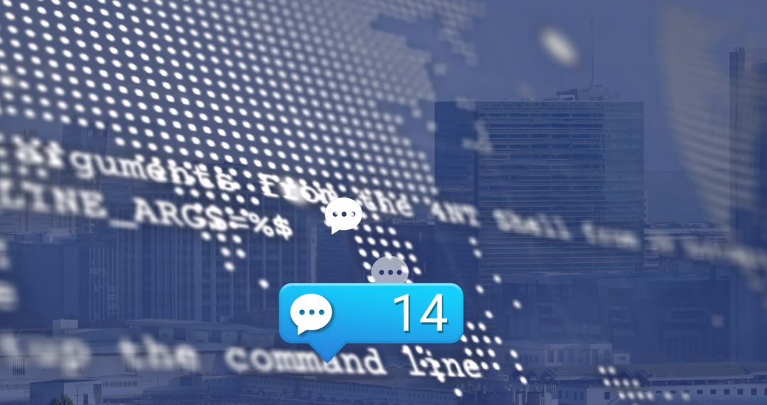 Global Data Flow and Digital Communication Over Cityscape