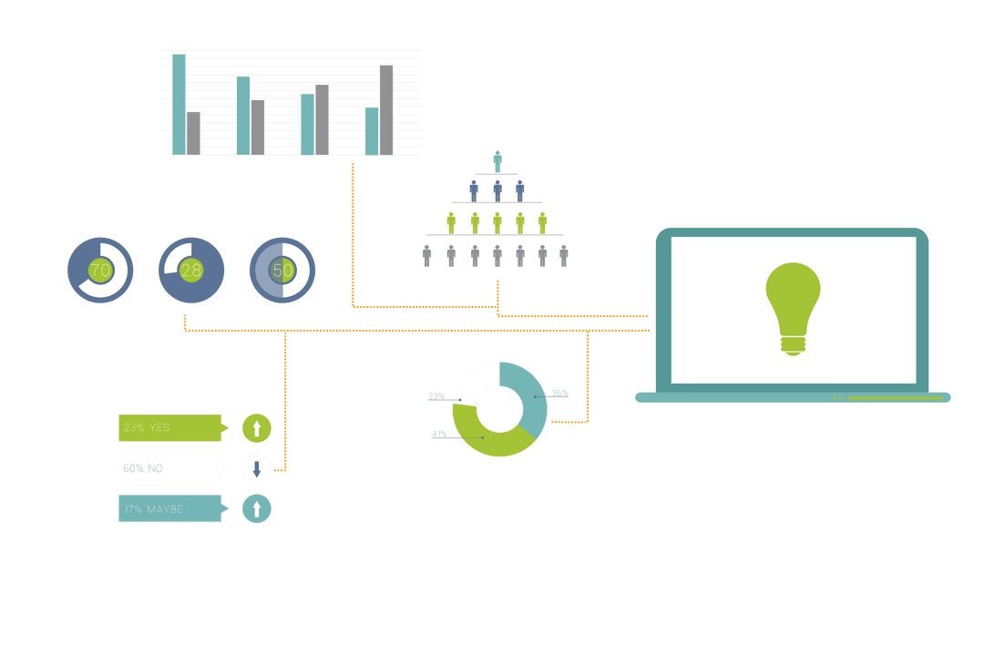 Transparent Digital Infographics with Charts and Diagrams