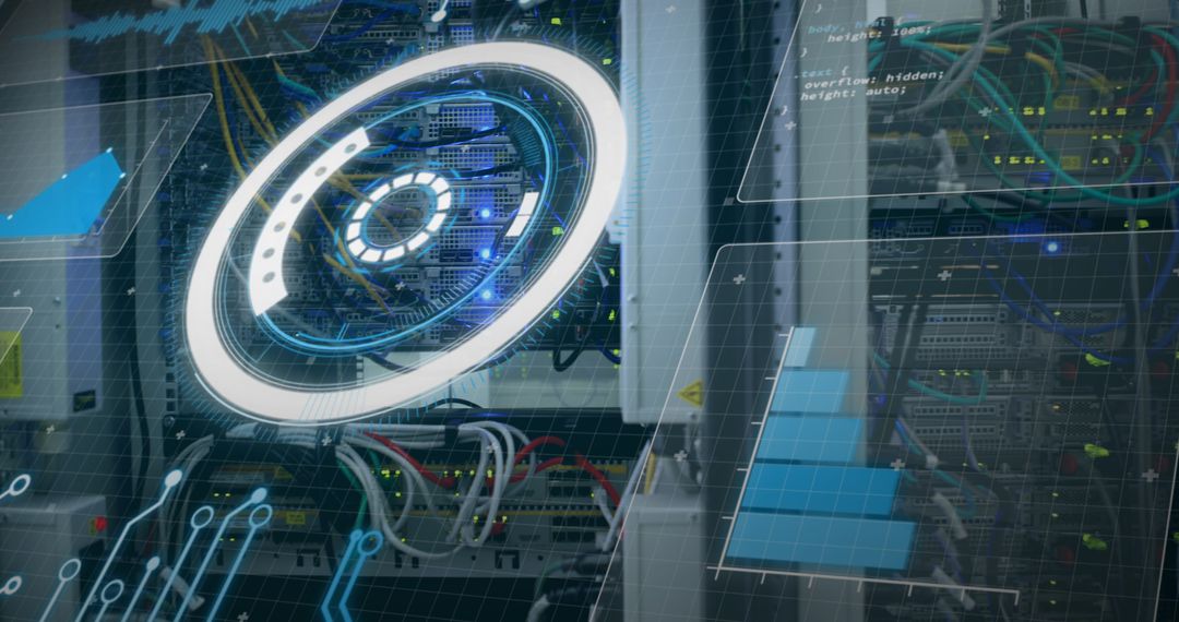 Futuristic Digital Interface and Server Room Integration