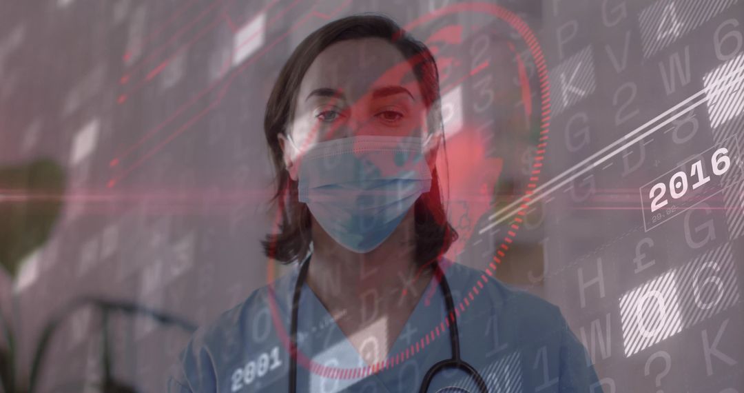 Doctor Analyzing Clinical Data Display with Futuristic Interface