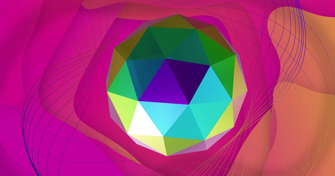 Vibrant Geometric 3D Shape on Dynamic Pink Background