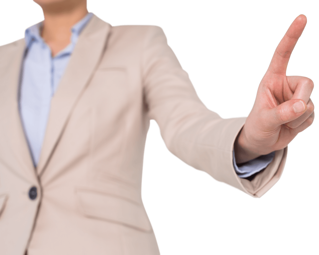 Asian Businesswoman Gesturing with Finger on Transparent Background