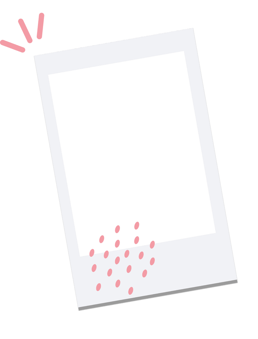 Minimalist Tilting Polaroid Frame on Transparent Background