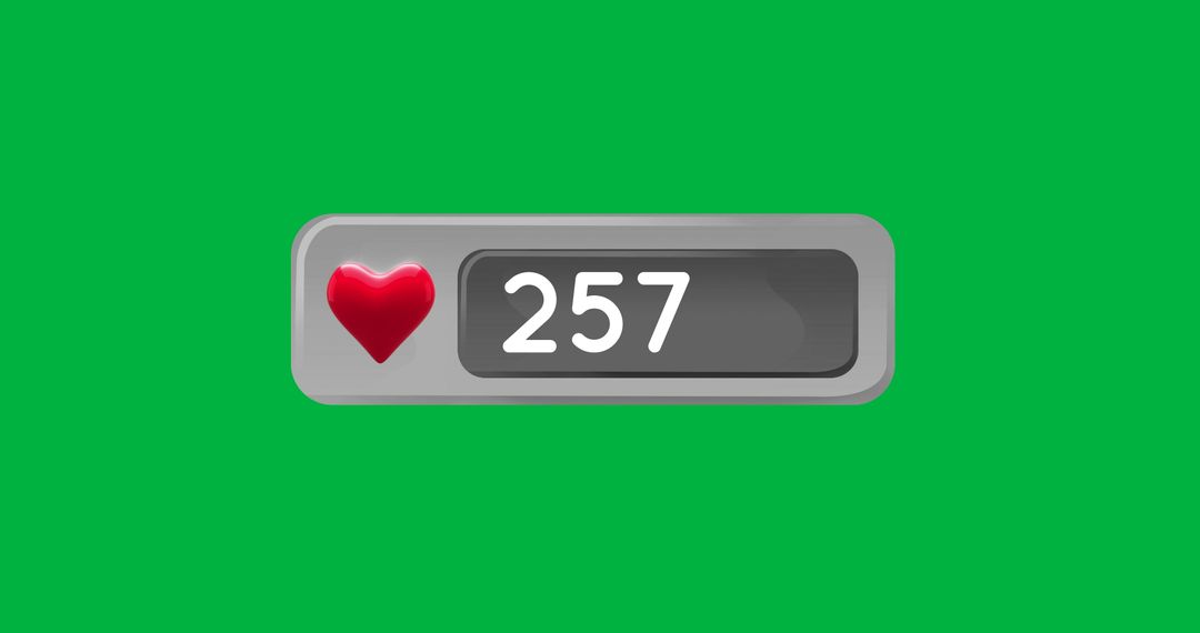 Digital Heart Counter Display on Green Background