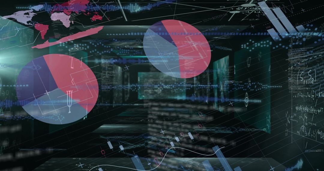 Futuristic digital interface with data flow and analytics