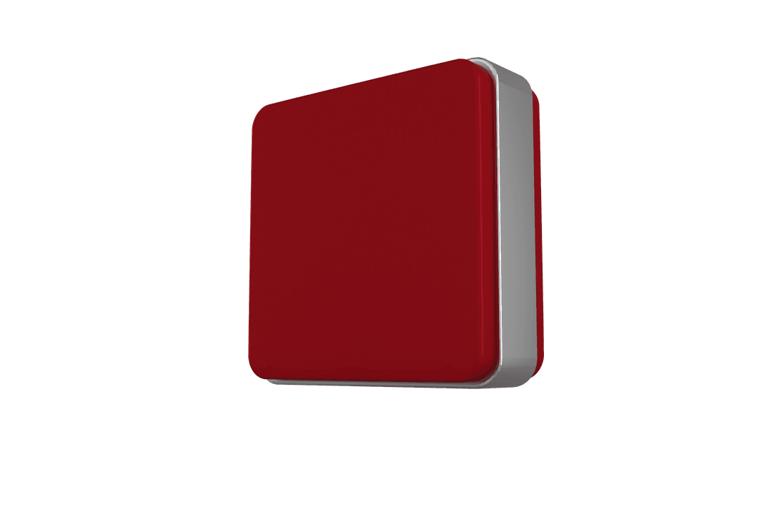 Red Tablet with Metallic Edges on Transparent Background