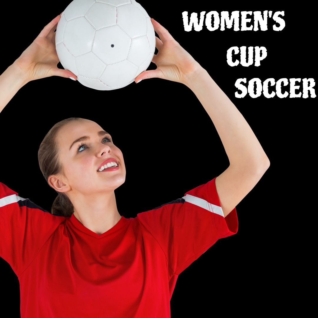 Female Soccer Player Holding Ball Encouraging Athletic Spirit