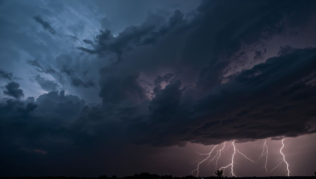 Dramatic Lightning Storm with Dark Shifting Clouds