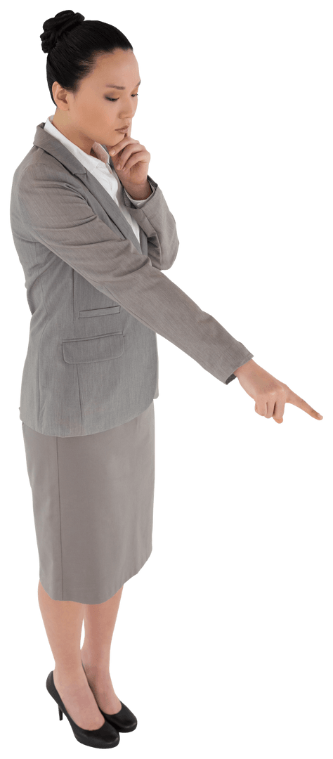 Transparent Background: Asian Businesswoman Pointing with Purpose