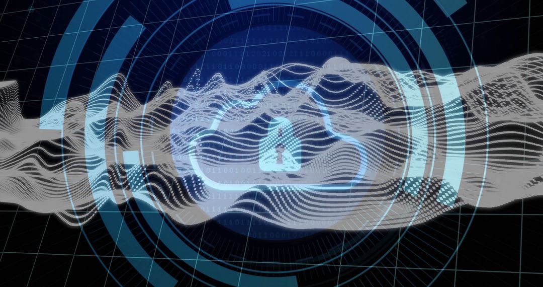 Cybersecurity Concept with Digital Cloud and Padlock Icon