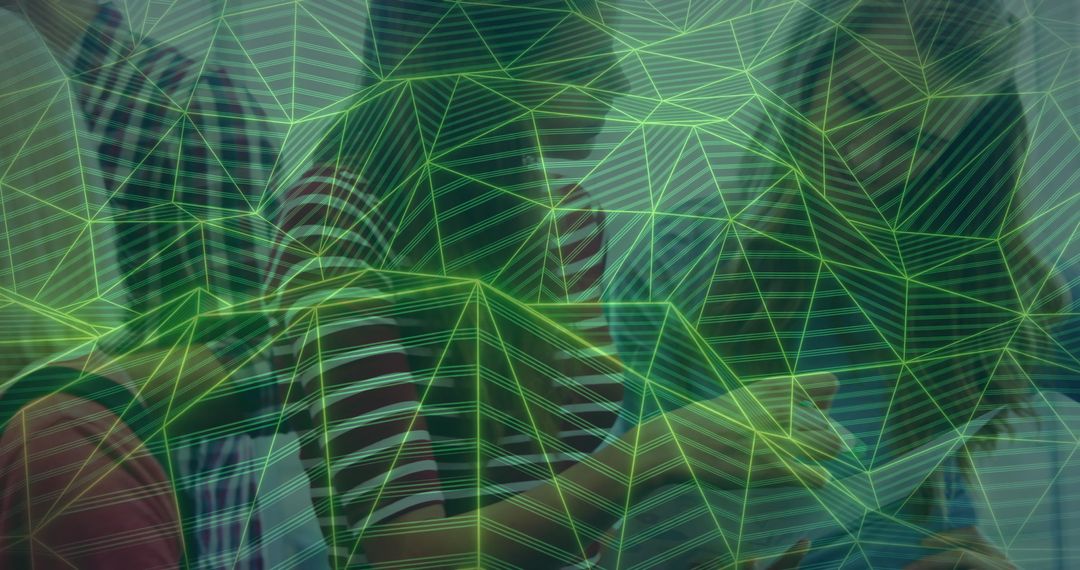 Futuristic Green Geometric Lines Abstract Background