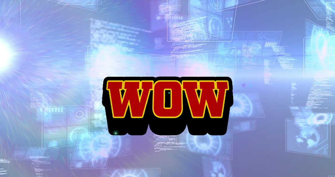 Wow Text Over Digital Data Interface Graphic Design