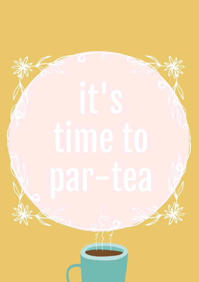 Whimsical Teatime Invitation with Playful Text Design