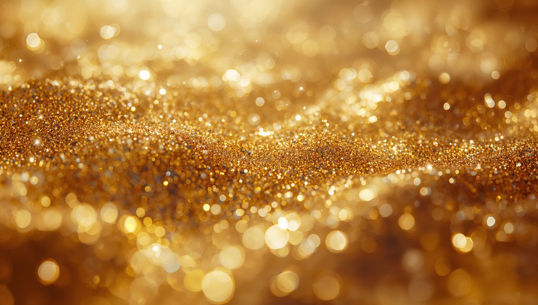 Abstract Golden Glitter Particles with Shimmering Bokeh
