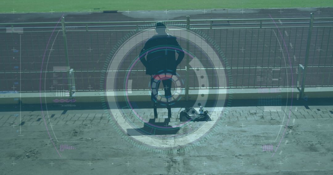 Technology Interface Overlay on Disabled Athlete at Track