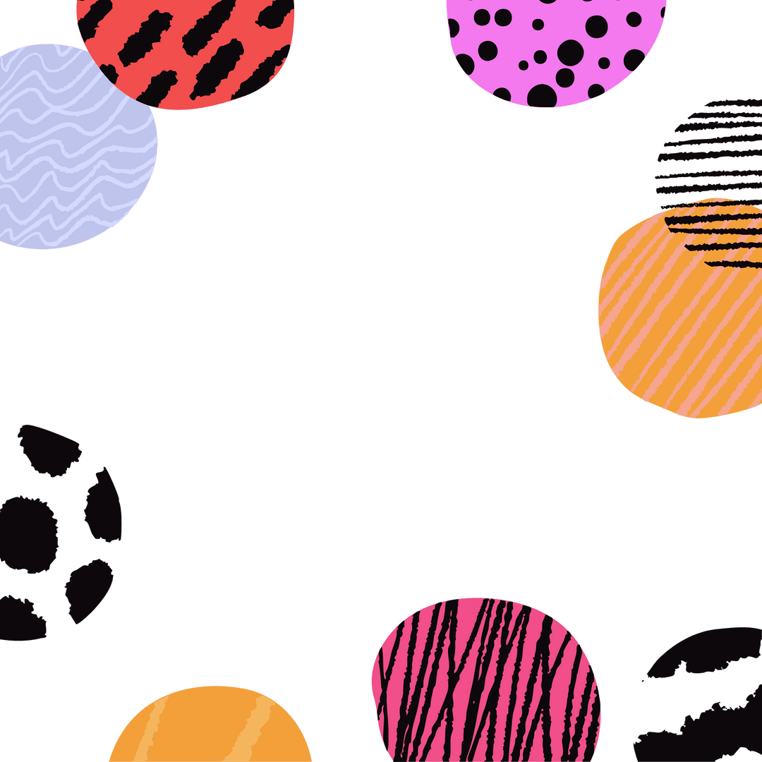 Vibrant Multicolored Patterned Circles on Transparent Background