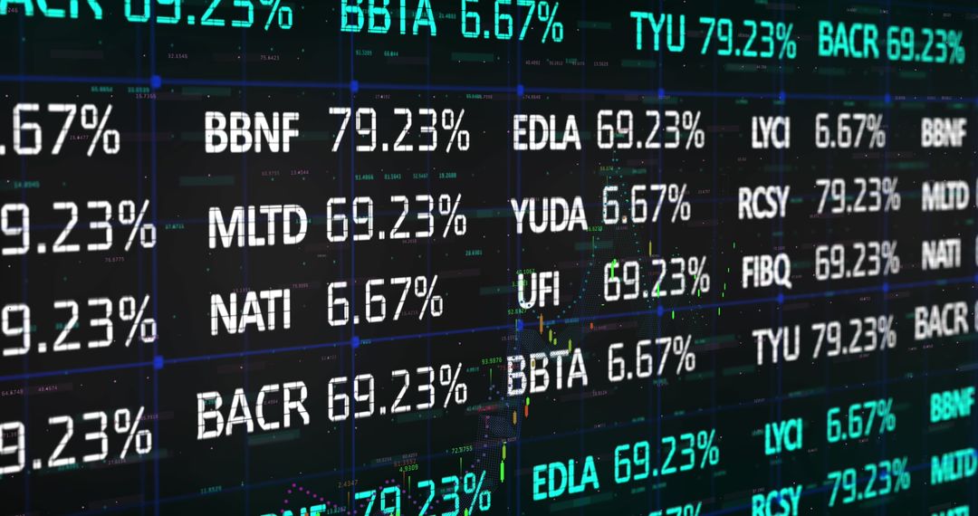 Digital Data Display with Stock Market Figures