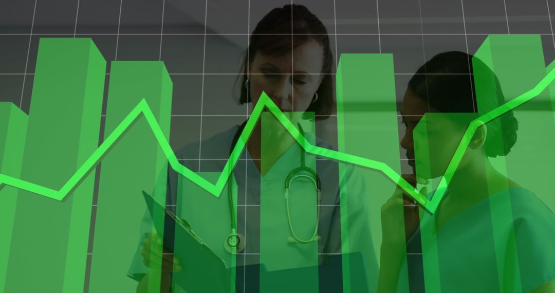 Digital Financial Analysis with Healthcare Professionals Overlaid