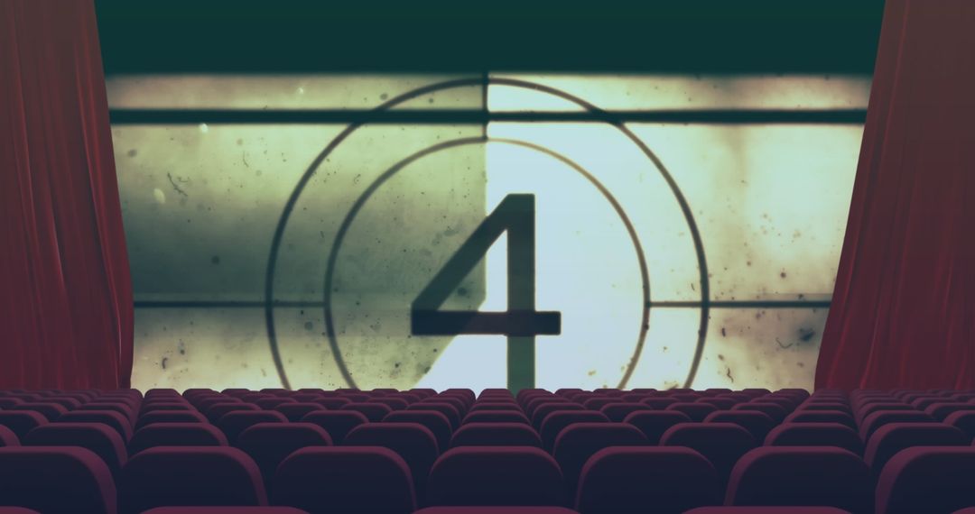 Vintage Movie Countdown Number 4 on Theater Screen