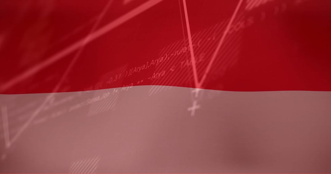 Mathematical Equations and Graph Overlay on Red and White Flag