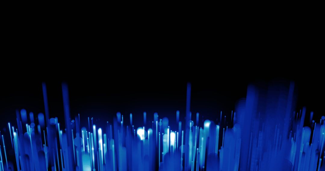 Abstract Glowing Blue Light Trails on Black Background