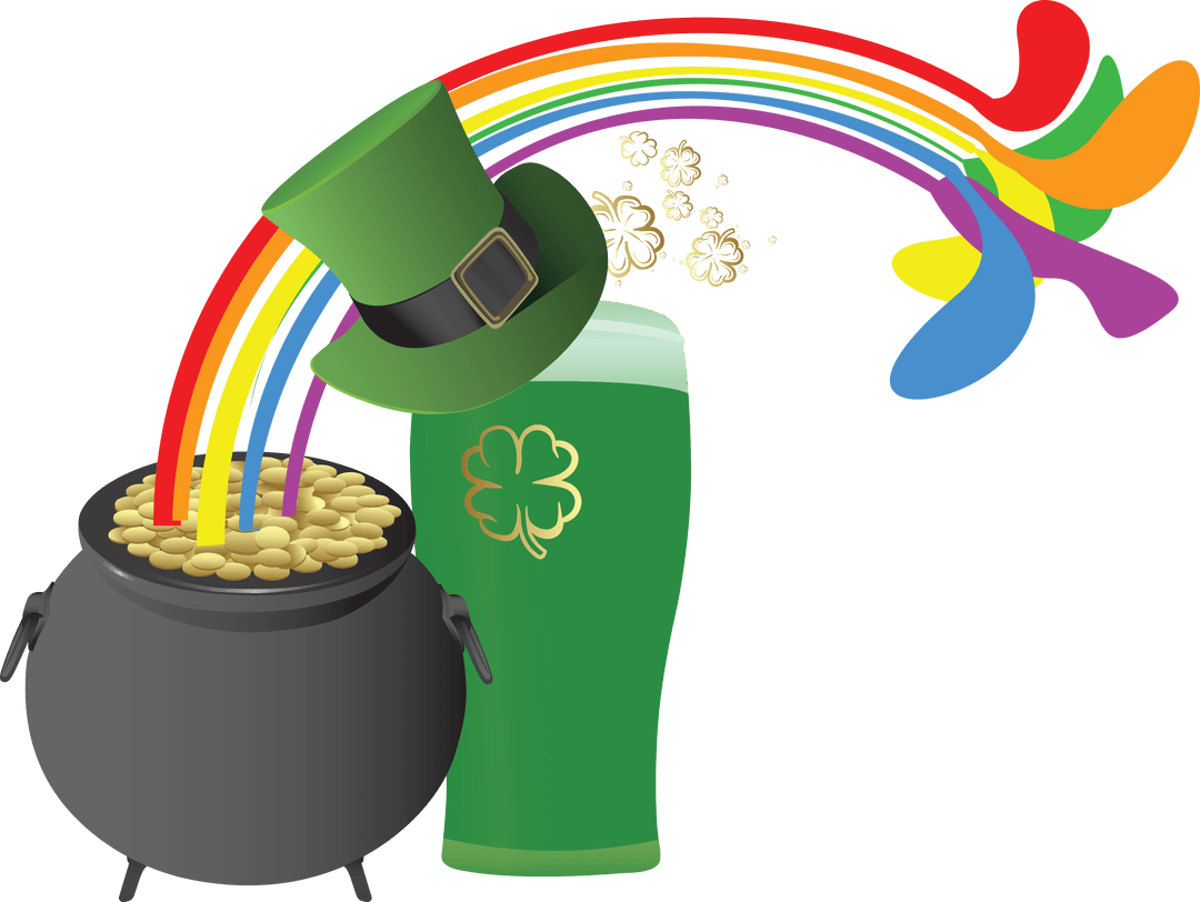 St. Patrick's Day Happy Symbols Rainbow Transparent Background