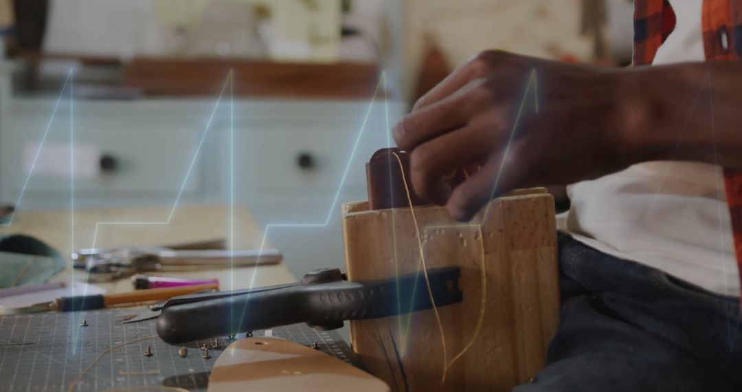 Craftsman Working with Wooden Tools in Home Workshop