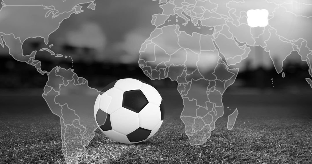 Soccer Ball with Global Map Overlay Representing World Cup Theme