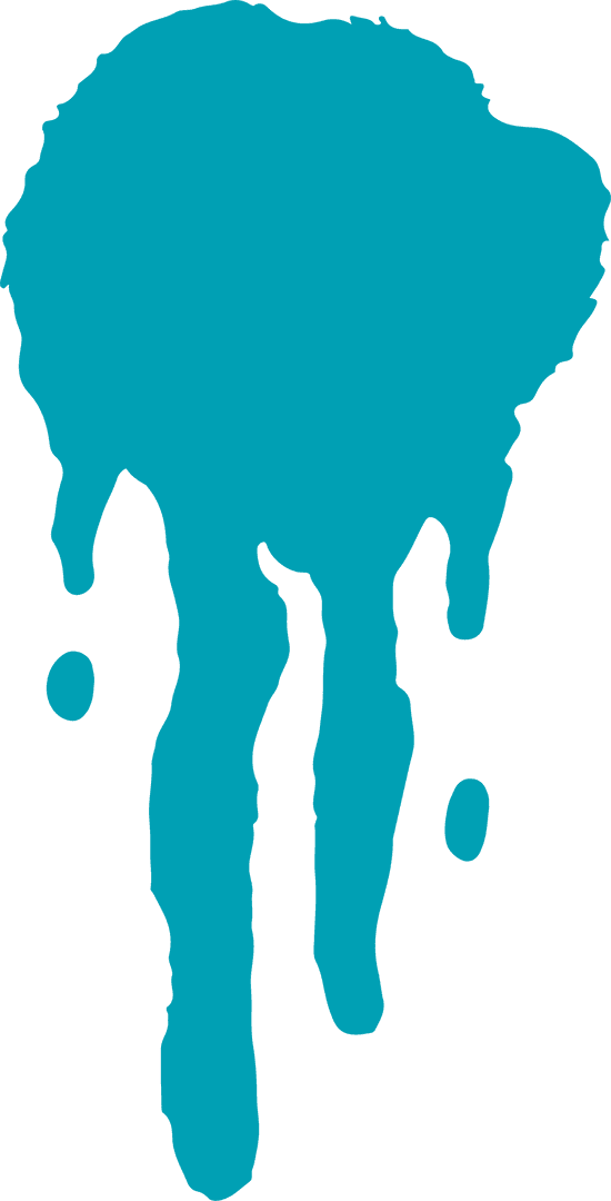 Teal Paint Drip Art with Transparent Background for Modern Design